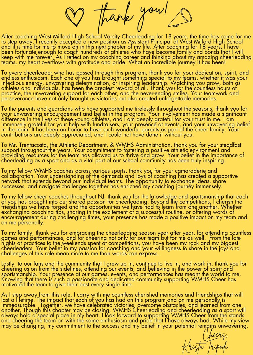 WM_Cheer's tweet image. A message from Coach Krista 💛🖤
