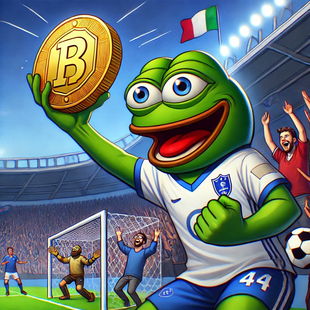 thepepeball's tweet photo. Pepe celebrates his goal from a new perspective! Join the PEPEBALL revolution. 🐸⚽️ #PEPEBALL #Crypto https://t.co/NPnKh8qmDs