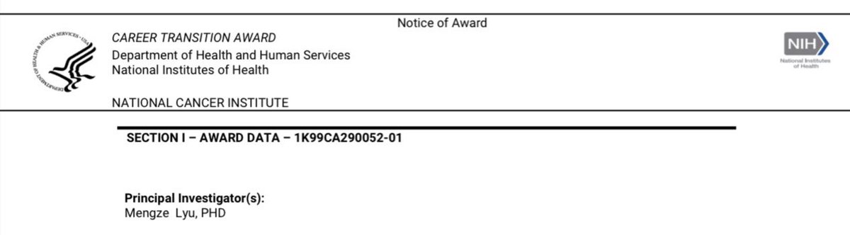 I am very excited to share that my K99 has been awarded by the NCI! 

I am profoundly grateful for the support of my mentors, collaborators, referees, and colleagues! 

With this amazing opportunity, I look forward to continuing my research on host-microbe interactions in cancer!