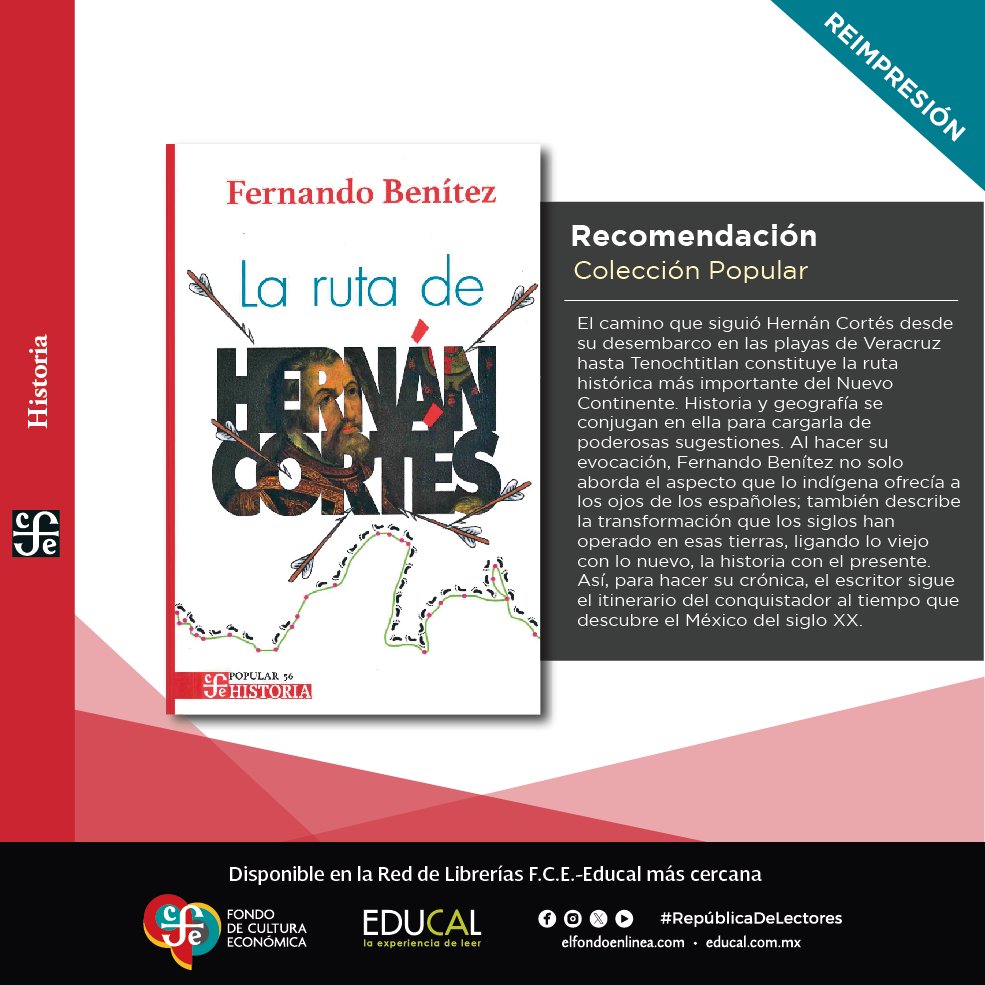 LibreriasEducal's tweet image. #EducalRecomienda #LaRutaDeHernánCortés de #FernandoBenítez.

Disponible en tu librería F.C.E.-Educal.

@FCEMexico
#ColecciónPopular #Historia #Reimpresión #RepúblicaDeLectores