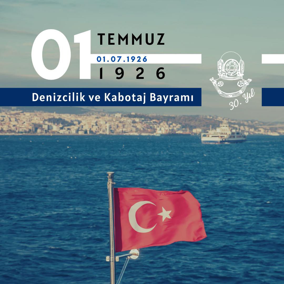 Bugün denizlerimizin özgürlüğünü ve Türk denizciliğinin önemini kutladığımız özel bir gün.

1 Temmuz Denizcilik ve Kabotaj Bayramı Kutlu Olsun ! 🇹🇷💙