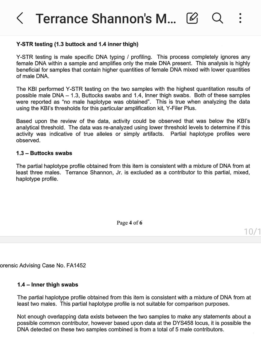ThisIsShort1's tweet photo. @kpmac There wasn't any DNA found in/out the vagina. It was the inner thigh and buttocks. The levels were all below the testing kits thresholds, and not even certain if even DNA. The defense witness looked at data below the allowed range of the kit, which is not accurate data. https://t.co/gArdxbFYKw
