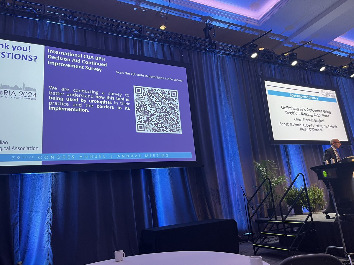 Liam Murad (@liammurad) on Twitter photo Thank you <a href="/NaeemBhojani7/">Naeembhojani7</a> for chairing this forum on Optimizing BPH Outcomes Using Decision-Making Algorithms!🔥
Please complete our survey evaluating the use of the CUA BPH surgical decision aid! Your feedback matters!
🔗 Survey Link ➡️ redcap.link/CUAbphDA
#CUA24 Thank you <a href="/NaeemBhojani7/">Naeembhojani7</a> for chairing this forum on Optimizing BPH Outcomes Using Decision-Making Algorithms!🔥
Please complete our survey evaluating the use of the CUA BPH surgical decision aid! Your feedback matters!
🔗 Survey Link ➡️ redcap.link/CUAbphDA
#CUA24