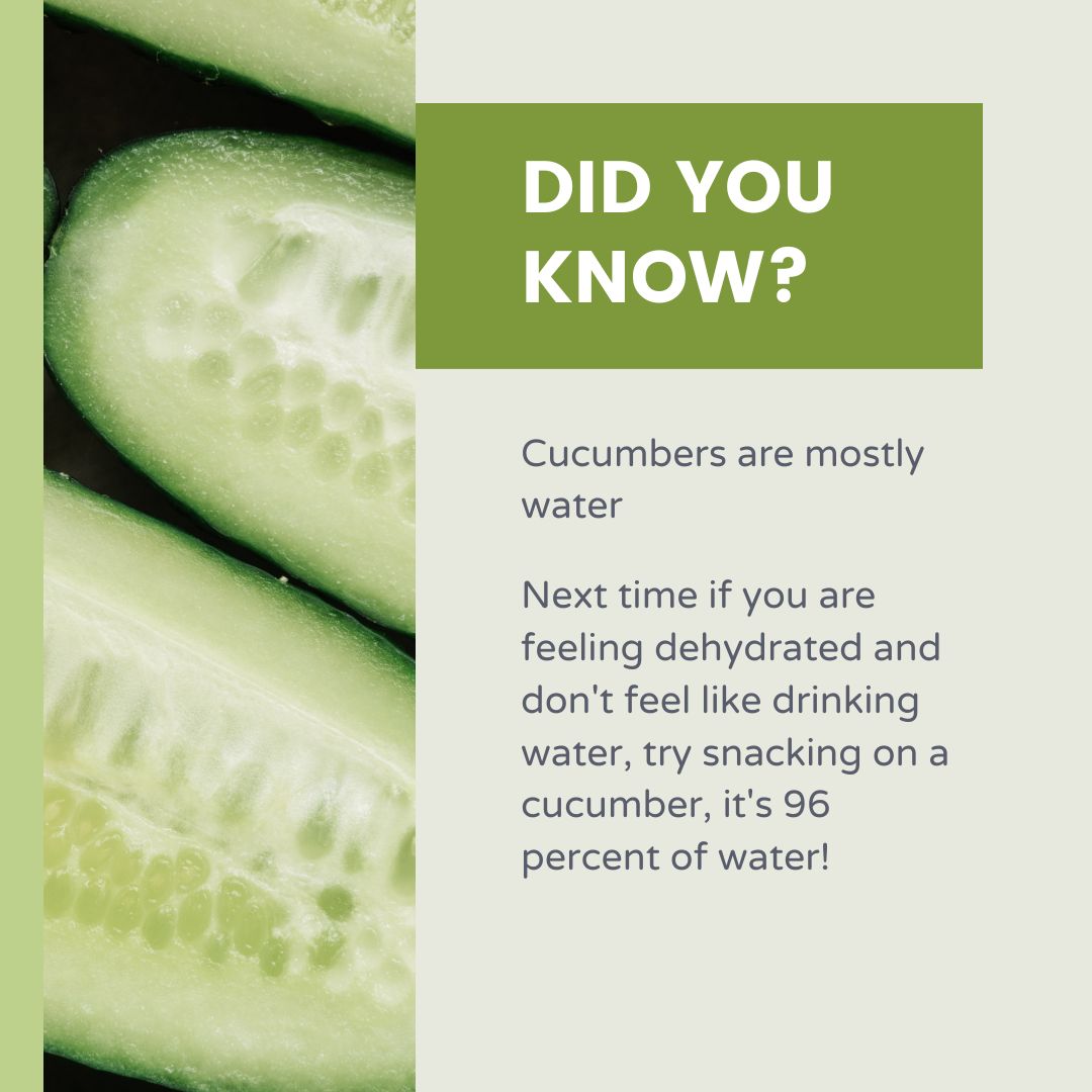 Interfresh's tweet photo. Did you know that cucumbers are basically water with a crunch? 💦💚 #FunFact #HealthyEating #StayHydrated 🥒 https://t.co/UrJNSBbyg2