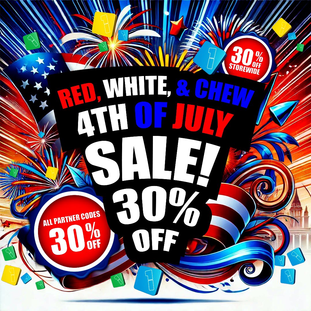 1shotenergy's tweet image. Our Red, White, and Chew Sale is live!

All partner codes are 30% off 🎆 

Ends 7th July!