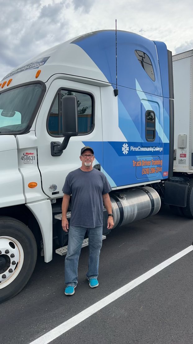 PCCTruckDriver's tweet photo. Congratulations to Eric N. for successfully completing his Class A #CDL yesterday. He is researching current opportunities. Way to go, Eric! #PimaCCWorkforce #StudentSuccess https://t.co/6mntB0z6LR