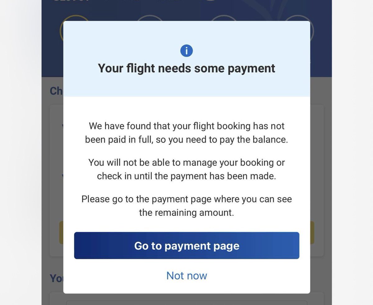bighall9's tweet photo. @askryanair I have payed the full balance via On the Beach and when I’m trying to check in this comes up, and dosent Let me click the *go to payment page* https://t.co/qoVHJo0IS1