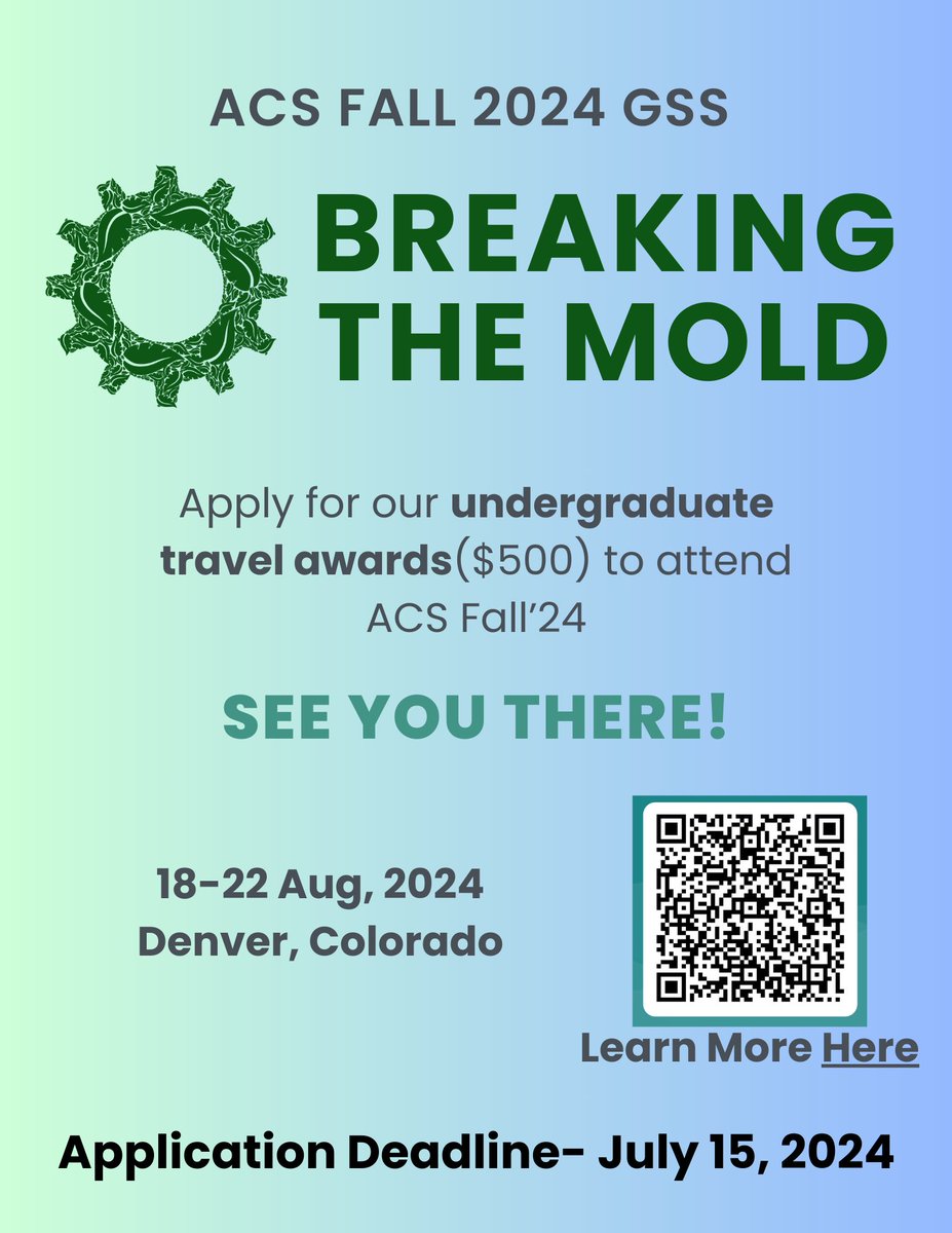 🌟Exciting opportunity for undergrads in chemistry! 🌟Apply now for the ACS Fall Undergraduate Travel Awards by GSSPC to attend the Fall 2024 National Meeting in Denver. Don't miss out on this chance to network and learn from the best in the field!  #UndergradResearch #ACS