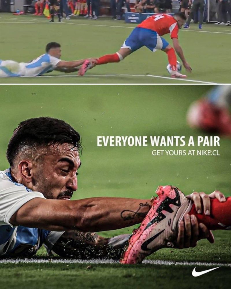 Nike a transformé une photo virale du match Argentine-Chili de la Copa América 2024 en pub. Brillant 👌