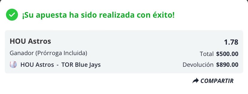 La_Doble_PP's tweet photo. 🪜RETO ESCALERA • DÍA 1🪜

HOU Astros - TOR Blue Jays • MLB ⚾️

HOU Astros ML 1.73 

Banck: $1500.00 

#PabloPicks #Reto #Retoescalera https://t.co/flpv6il5PD