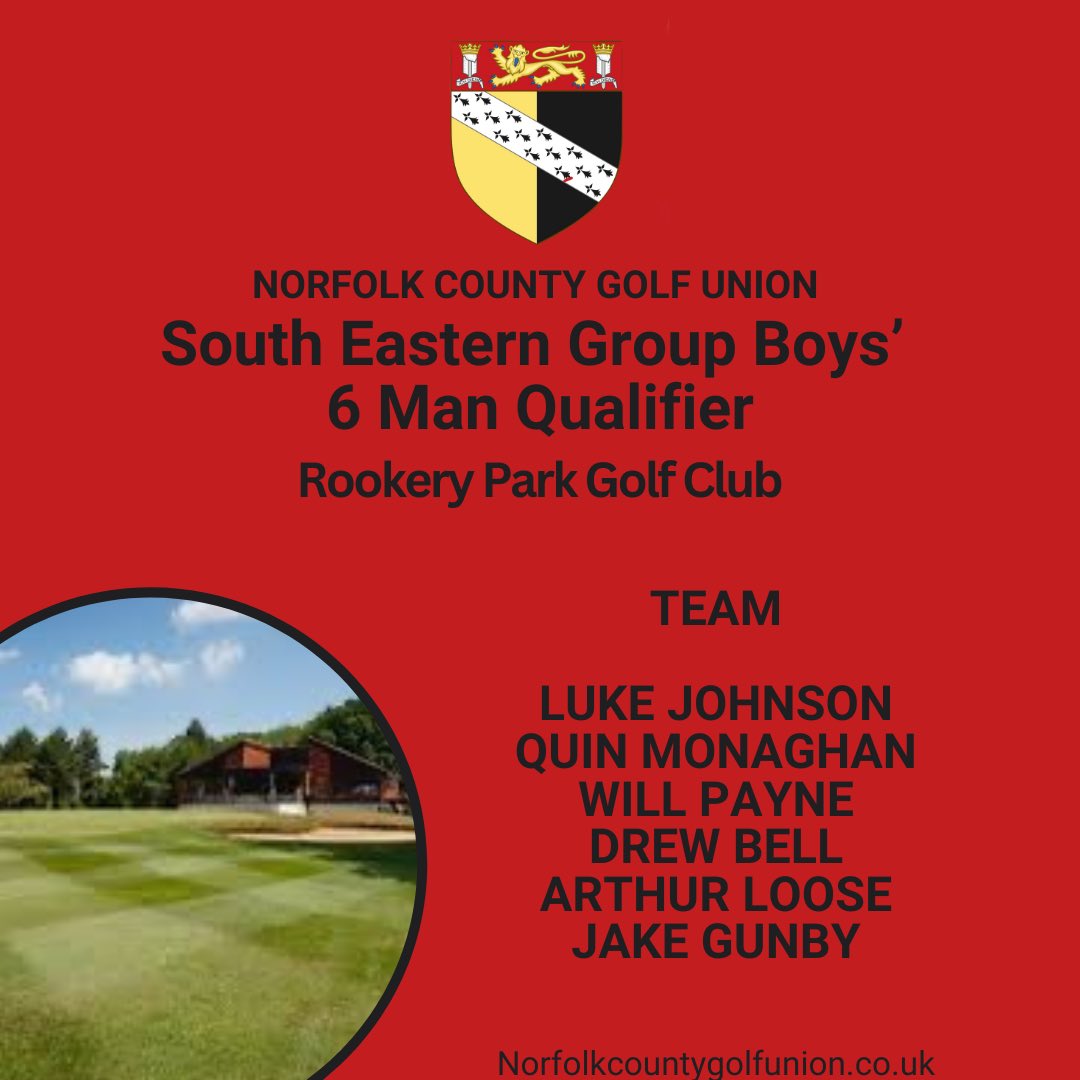 NCGU1908's tweet image. This week, our Junior team is heading to Rookery Park Golf Club for the South Eastern Group Boys’ 6 Man Qualifier!

 Norfolk will compete against some of the best teams from Hampshire, Sussex, BB&amp;amp;O, Surrey, Middlesex, Kent, Hertfordshire, Bedfordshire, Essex, and Suffolk.