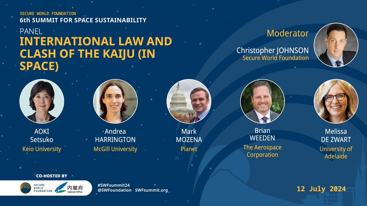ChrisJohnsonEsq's tweet photo. Eagerly looking forward to this panel on #IHL & #SpaceLaw next week in Tokyo at ➡️#SWFSummit2024🚀⚖️
More info at ➡️https://t.co/Wfp1qQwcNc
#MILAMOS #Woomera #SpaceSecurity ☮️@ManualWoomera @McGillManual🛰️ https://t.co/OT5zYhyQA4