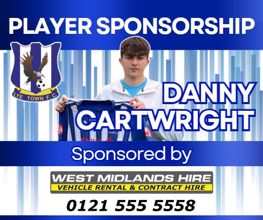 lyetownfc1930's tweet photo. Thanks for your support West Midlands Hire who are sponsoring Danny Cartwright for the 2024/25 season. 👍
@MidsFootyUK
 @lyetownfc1930 #uptheflyers https://t.co/l6ksYw0bLv