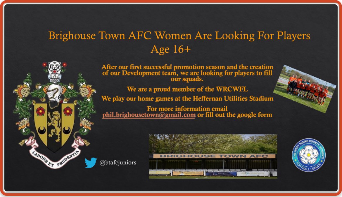 We are recruiting, if your looking for a team or fancy a new challenge please get in touch 

Pre-season training starts Tuesday 9th July 🍊⚽️

forms.gle/yQkqkGggiXUpLu…