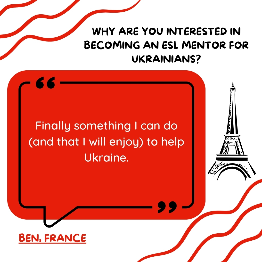 BalakunUA's tweet image. Ben from France is excited to find a way to help Ukraine that he’ll truly enjoy 🇫🇷🎉🇺🇦. Ready to make a difference while having fun? Join Ben in our mentoring program at Balakun. #WhyIMentor #HelpUkraine