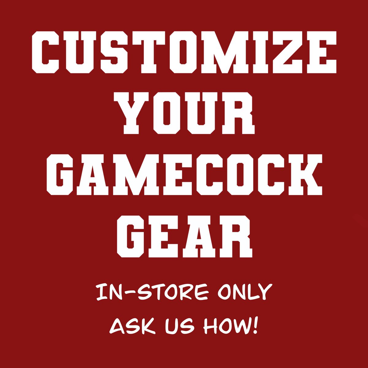 USCCampusStore's tweet photo. Are you an incoming freshman? About to graduate? Need a gift for family? Get one of our hats or shirts custom embroidered at our Custom Zone! @USCCarolinaCard @RussellHouseUU @UofSCstudents https://t.co/PGJhgcCwbN