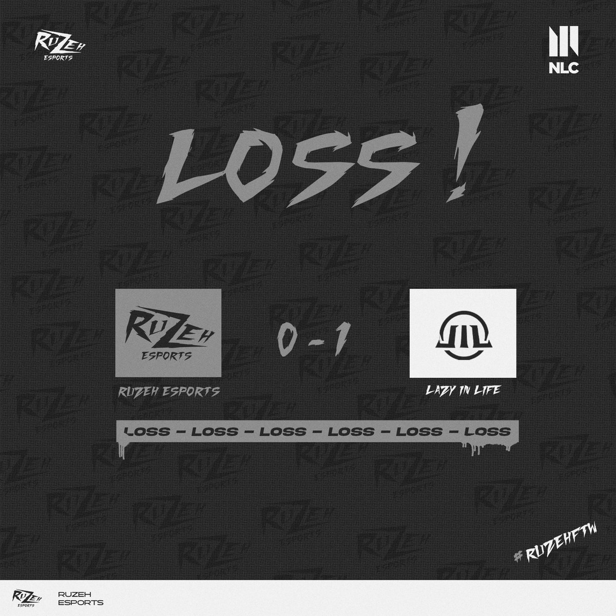 Unfortunately, we lost our game against Lazy in life. We will work on our mistakes and come back stronger.

GG <a href="/LazyInLifeLOL/">LazyInLife</a>

#ruzehEsports #Ruzeh_FTW ⚡️