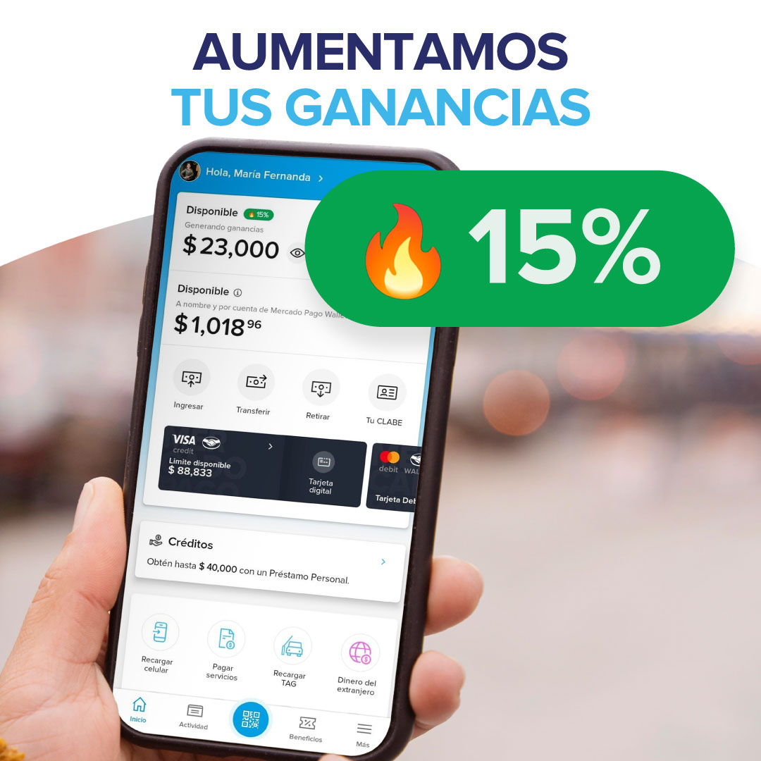 MercadoPagoMex's tweet image. 💵 Nueva tasa de rendimiento anual 💵

Para que los ahorros de nuestros millones de usuarios generen ganancias TODOS LOS DÍAS 🔥🔥🔥🔥