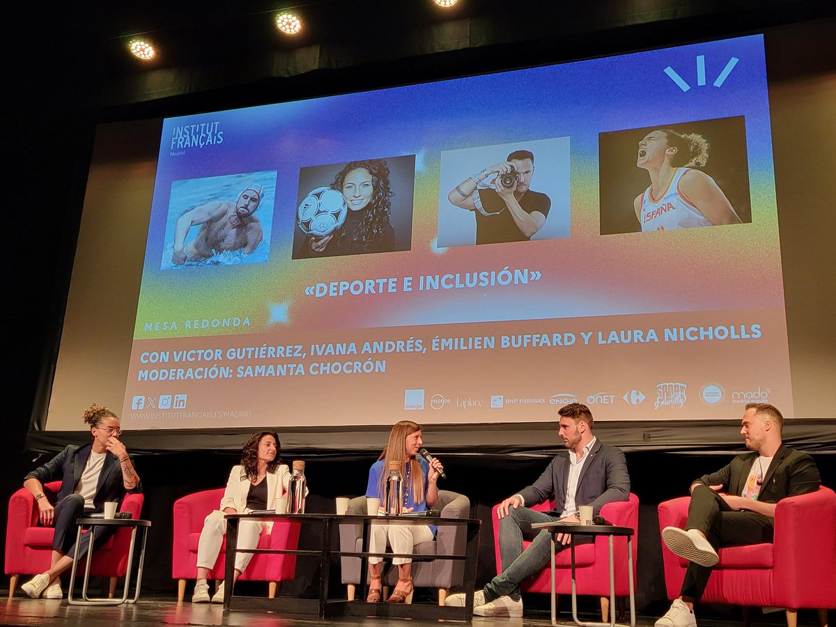 Hoy estamos en el <a href="/IF_Madrid/">Institut français de Madrid</a> en la conferencia “Deporte e Inclusión” con <a href="/LauraNicholls1/">Laura Nicholls</a>, <a href="/victorg91/">Víctor Gutiérrez</a>, <a href="/IvanaAndresSanz/">Ivana Andrés Sanz</a> y <a href="/EmilienBuffard/">Emilien Buffard</a> 🏳️‍🌈