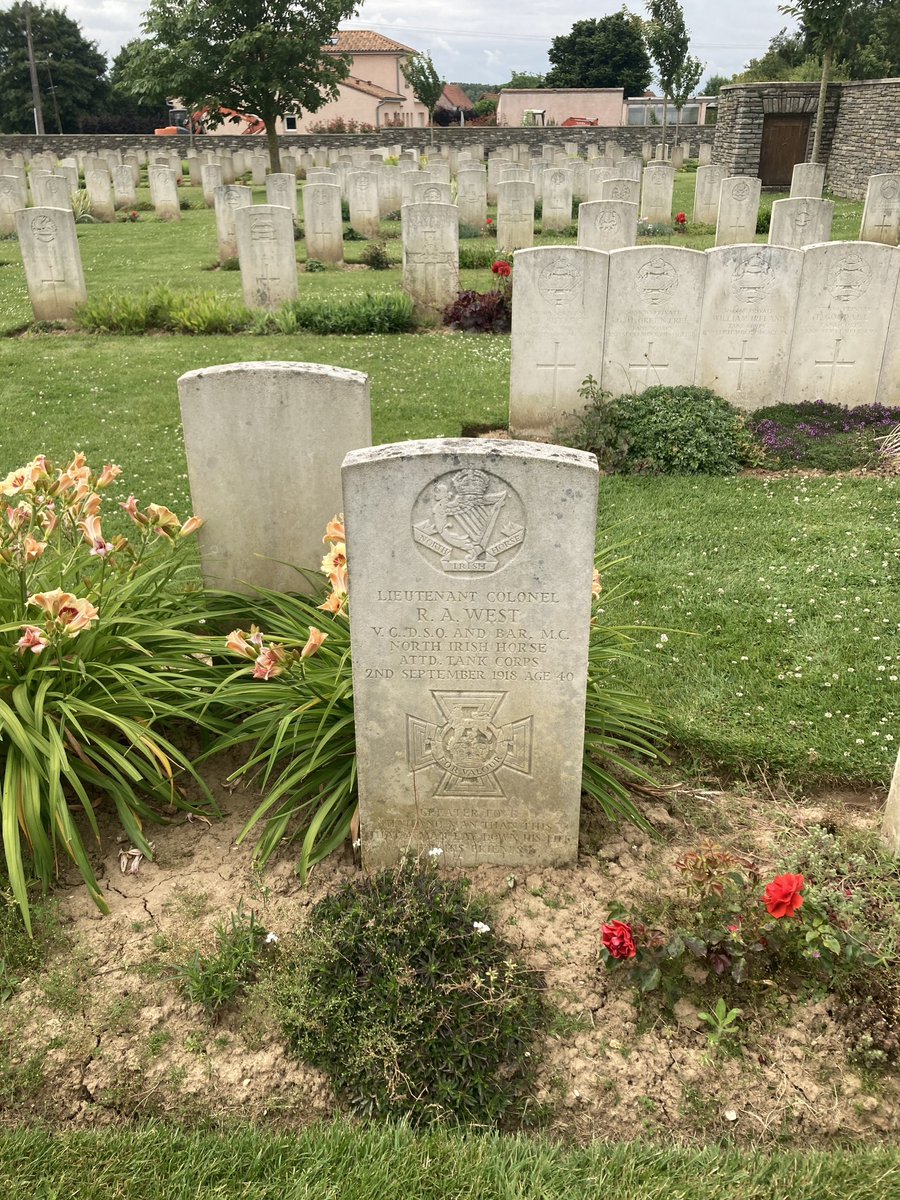MonktonHistory's tweet photo. Visiting the grave of Old Monktonian Lt Col West, VC, DSO and MC followed by a walk through the trenches of Newfoundland park #battlefieldstrip2024 https://t.co/pHtSFxedlV