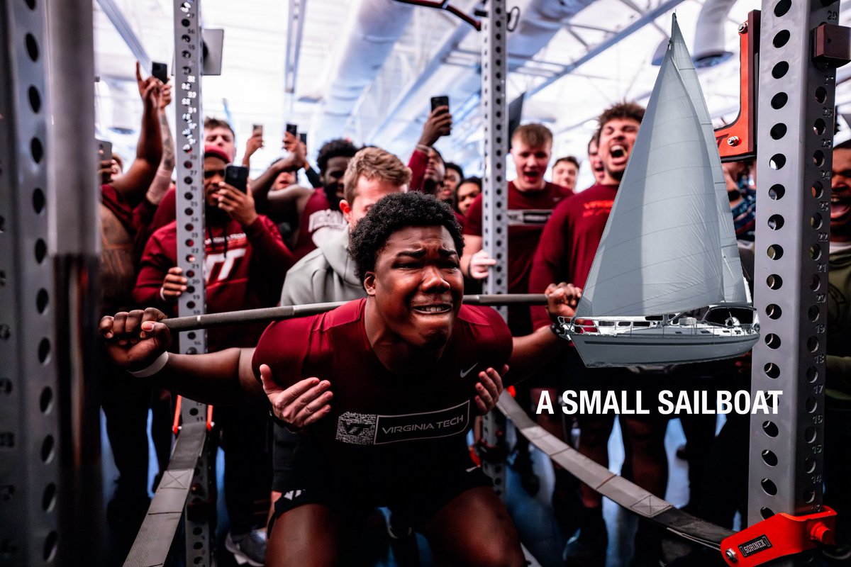 HokiesFB's tweet photo. Just for some perspective of what 605 pounds really equals 🫨🫨

#ThisIsHome | @KemariCopeland https://t.co/oW2KgijtV4