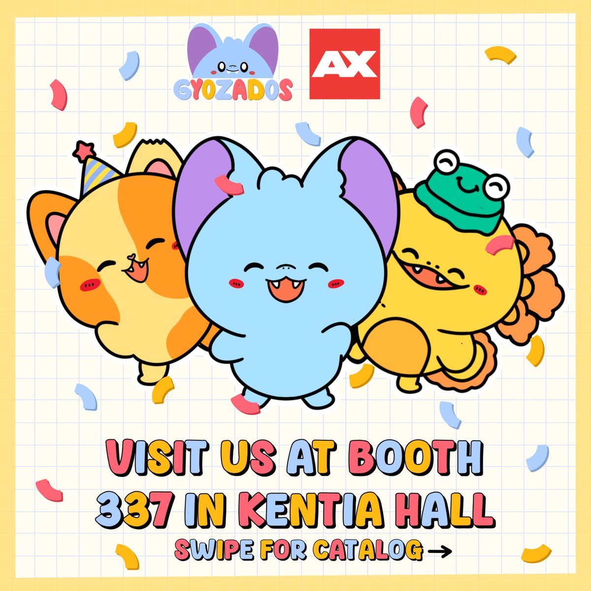 gyozados's tweet photo. hi everyone i think this my first post hehe but ima be at #animeexpo this year here is my #AXcatalog hope you come visit me. My booth is Guayaba mart by gyozados in the kentia hall (artist alley) Booth number 337 #ax2024 #AnimeExpo2024 #animeexpocatalog #AXArtistAlley2024 https://t.co/hJ2qxHq2i7