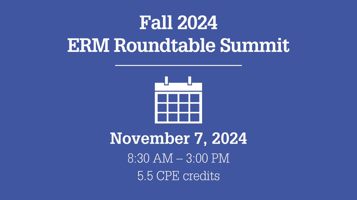🌟 Registration is OPEN for the Fall 2024 ERM Roundtable Summit! 🌟

While you enjoy some downtime this holiday week, plan to elevate your ERM expertise!

Nov 7, 2024, 8:30 AM - 3 PM in Raleigh, NC

Details ➔ ow.ly/gXia50Stamj

#ERMTraining #ERMSummit @ncstatepoole