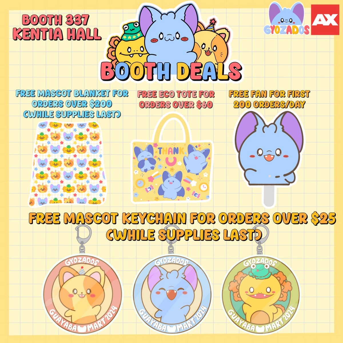 gyozados's tweet photo. hi everyone i think this my first post hehe but ima be at #animeexpo this year here is my #AXcatalog hope you come visit me. My booth is Guayaba mart by gyozados in the kentia hall (artist alley) Booth number 337 #ax2024 #AnimeExpo2024 #animeexpocatalog #AXArtistAlley2024 https://t.co/hJ2qxHq2i7
