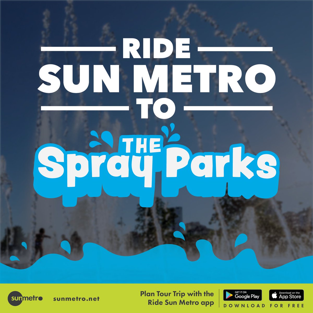 SunMetro's tweet photo. Ride Sun Metro to the Spray Parks! π¦ Download the app: https://t.co/o1xq05nqZT
The El Paso Spray Parks are open daily. Visit https://t.co/8HvgDI2HqX
We offer student fares, and children 5 & under ride FREE!
#summertime #EPTXParks #SprayParks #IAmElPaso #SplashPad #EPTX https://t.co/hJ9BPZl9lM