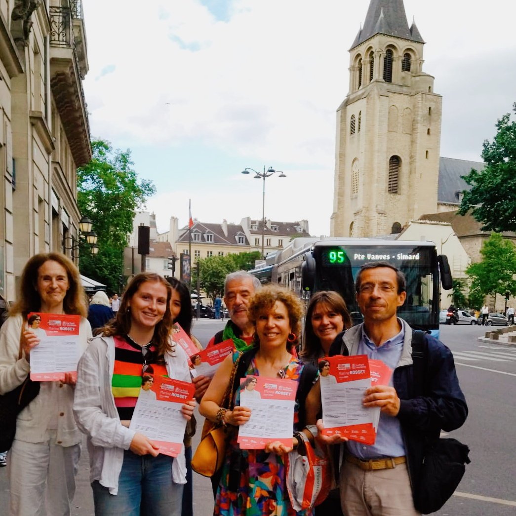 MarineRosset's tweet photo. Dès ce soir, nos équipes #NouveauFrontPopulaire sur le terrain à votre rencontre à Cardinal-Lemoine, Censier, St Germain, École Militaire et rue Clerc #circo7502 pour porter la candidature de Gauche : sociale, écologiste, progressiste, féministe🌹
Et on vote au le 7 juillet 🗳️✊ https://t.co/dg4Q3Nh9mF