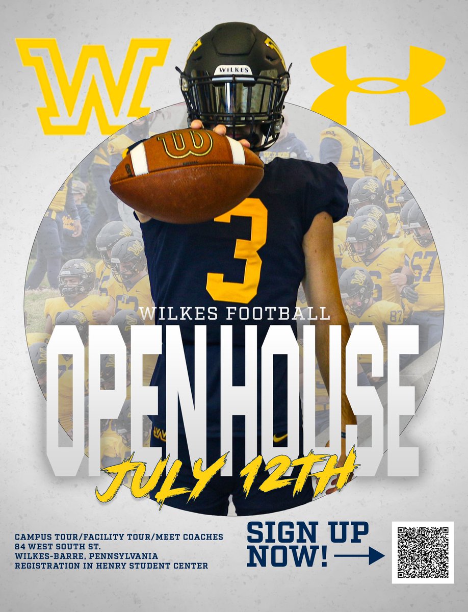 Open House at Wilkes University on July 12th.

Great opportunity to get on campus, learn about the University, and meet the Coaches ! 

Sign up with the QR code or the link below:
🔗: apply.wilkes.edu/register/?id=4…

#TheWilkesWay