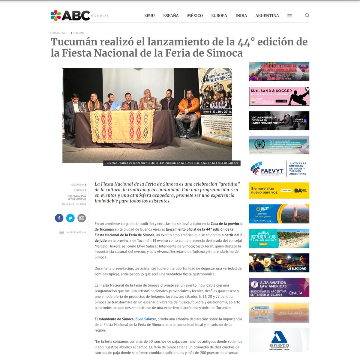 ABCMundial's tweet photo. Tucumán realizó el lanzamiento de la 44° edición de la Fiesta Nacional de la Feria de #Simoca
https://t.co/LvUkKTT8S2 https://t.co/Z7talHZaFQ