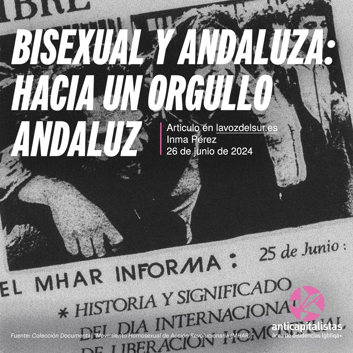📝 [1/2] La construcción de un #OrgulloLGBTIQ que nazca de la propia lucha de clases que las oprimidas del mundo protagonizamos, se nos presenta como una necesidad inmediata ante la ofensiva reaccionaria.

✍🏼 Escribe <a href="/inmapefe97/">Inminion 🇵🇸۞🌱</a>: lavozdelsur.es/opinion/bisexu… vía <a href="/lavozdelsures/">lavozdelsur.es</a>