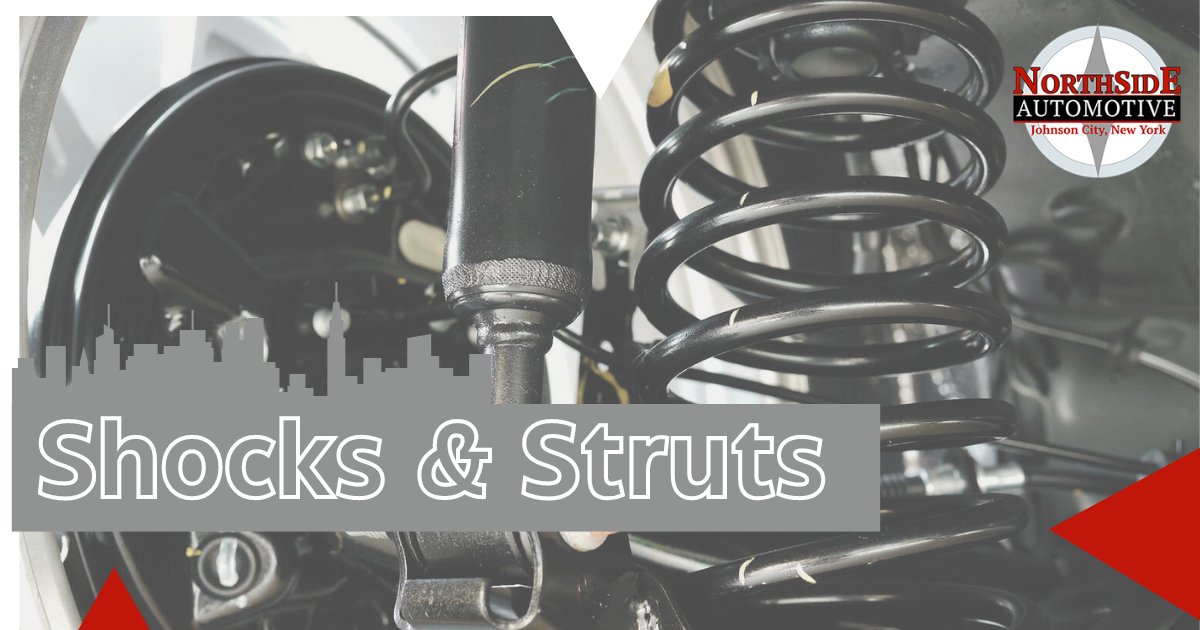 NorthsideAutoJC's tweet image. Excessive bouncing, uneven tire wear, and vibrations, are all signs of worn shocks and struts!     📞(607) 238-1811  🌐nsautorepair.com