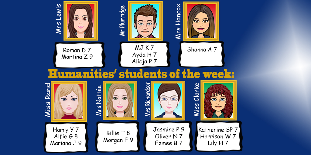 Congratulations to last week's students of the week in humanities!
