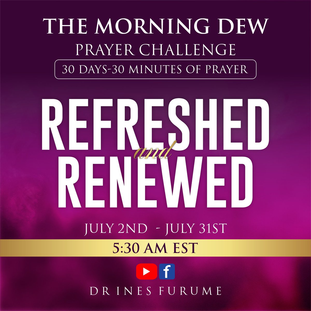 inesfurume's tweet photo. Let kick it off #TOMORROW morning at 5:30 AM on Youtube &amp; Facebook

We will be dealing with yokes of the soul &amp; trusting the Lord to refresh and renew us in this season. 

Matthew 11:28-30

Share the news &amp; in the comment, write:

1. I am ready
2. Tag someone that needs to join. https://t.co/tB3OYEfJiE