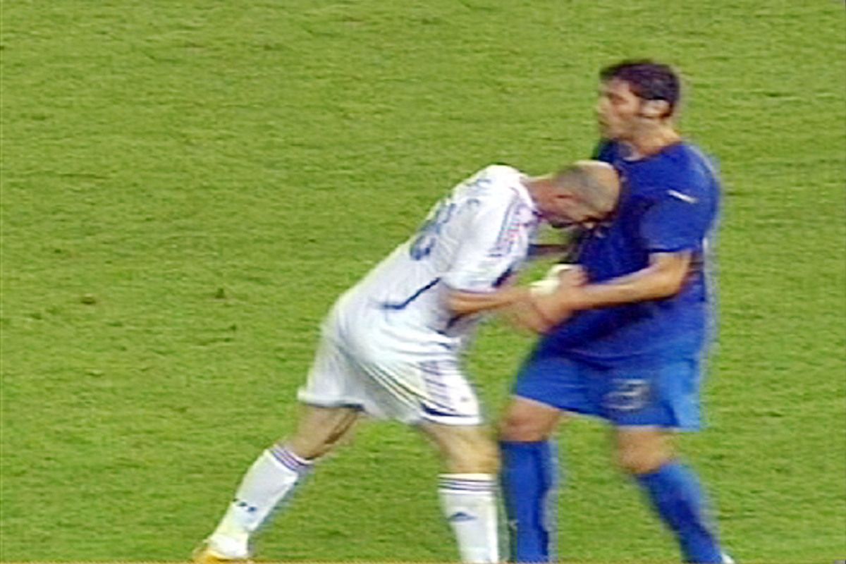 Zidane- An inside joke gesture towards some close friends who were at the game. Nothing but respect for how Materazzi played that day.🤝🏽