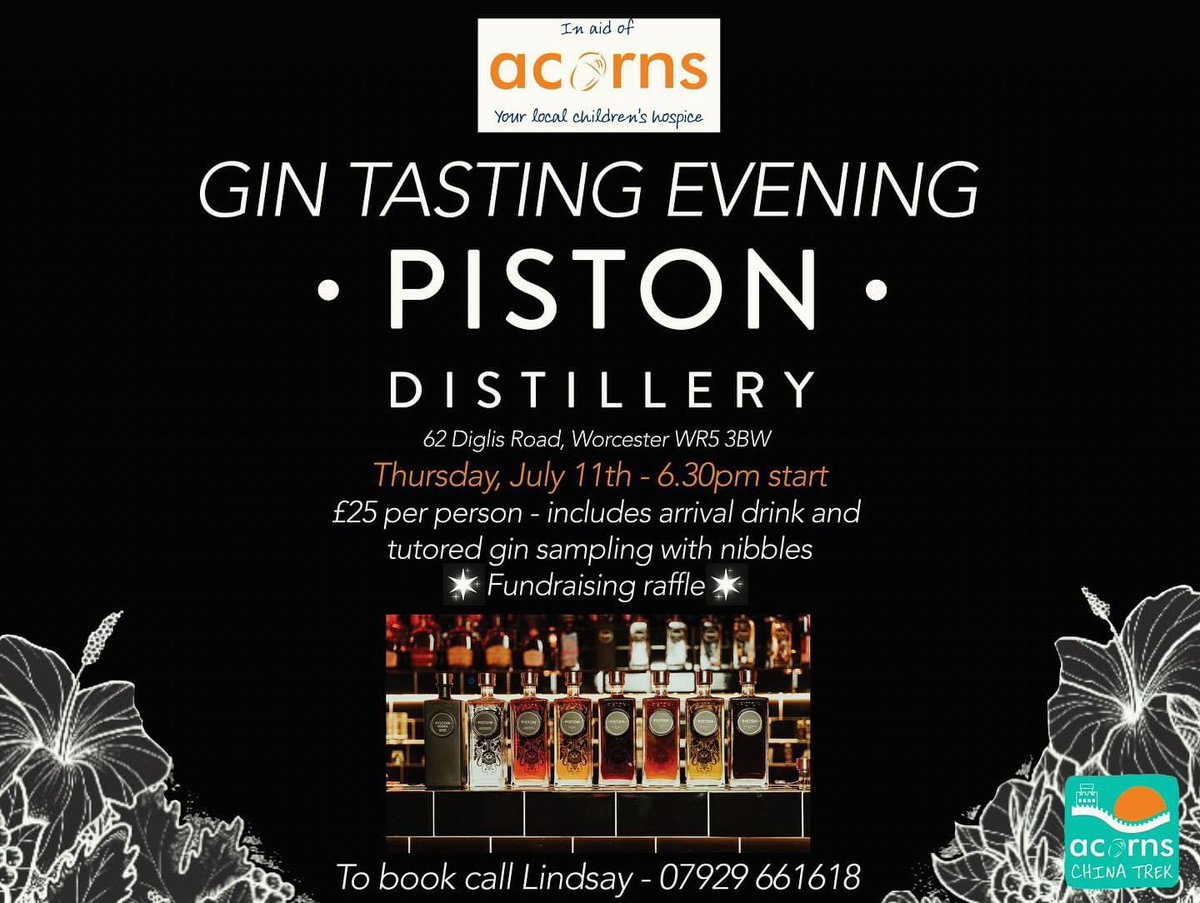 BenjaminMottram's tweet photo. 🚨 CHARITY GIN TASTING EVENING 🚨 

Not usually offered by Piston Distillery… come and join us on Thursday, July 11 and support your local children’s hospice - @AcornsHospice 

Call or text Lindsay to secure your place - 07929661618

#WorcestershireHour https://t.co/AdKyZiRu8q