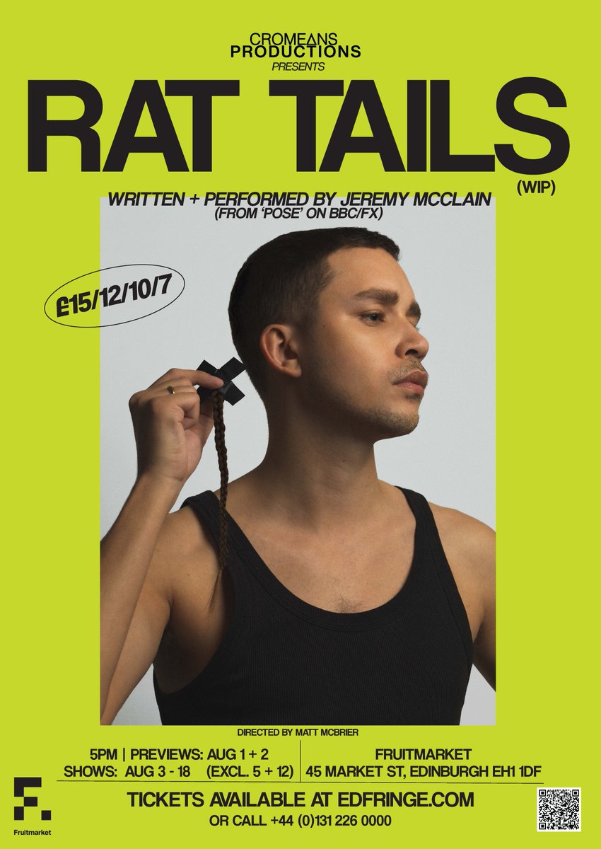 cromeansprod's tweet photo. 1 month to go!

Come see, RAT TAILS, starring @jeremy_mcclain this @edfringe @fruitmarket 🐀

August 1-18 (excl. 5 + 12) | Fruitmarket | 5 PM

Dramaturgy/Directed by @MattMcBrier

https://t.co/2IfYW3br69

#EdFringe #UnleashYourFringe https://t.co/PmMDLU6LjU