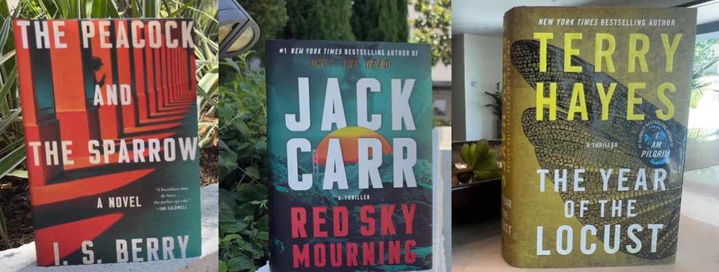 AtriaMysteryBus's tweet photo. What in the Casey Kasem is this? 

@DaveTemple counts down @TheThrillerZone's Top 20 Summer Reads including: 

🌞THE PEACOCK AND THE SPARROW by @isberryauthor, "who just may be the next John Le Carré"

🌞The "action, technical prowess and guns galore" of @JackCarrUSA's RED SKY MOURNING 

🌞Terry Hayes'  "epic" THE YEAR OF THE LOCUST