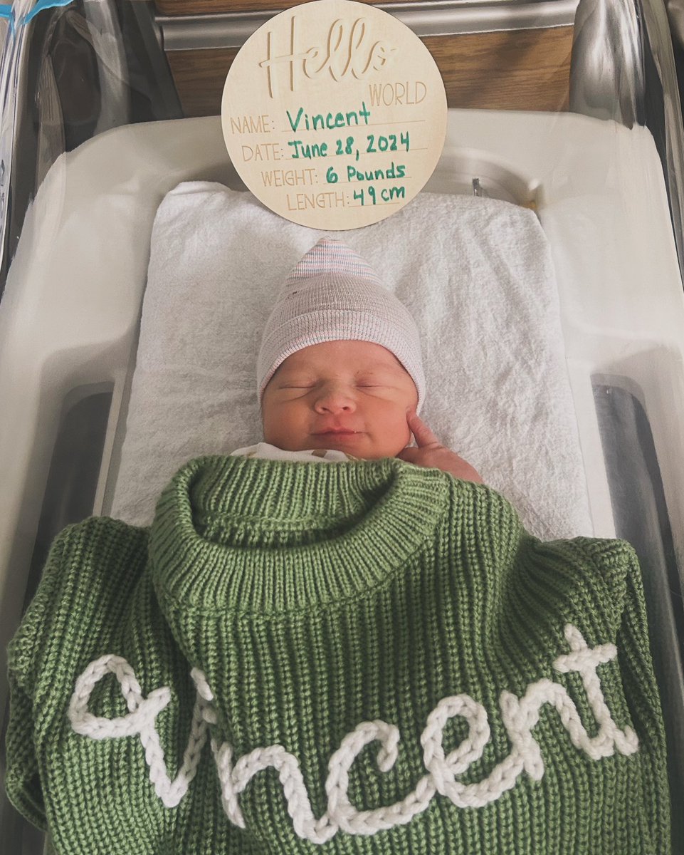 Introducing my newborn son to the world: meet Vincent Michael Chiasson, born June 28, 2024. 🩵 The light of my life and potentially a future author? 📚