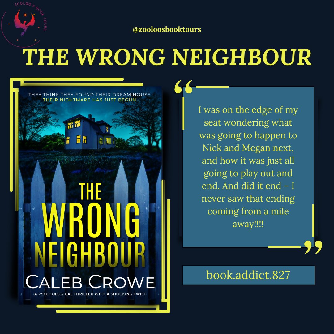 ZooloosBT's tweet image. Today the book tour for #TheWrongNeighbour kicked off with posts from #lisam0183_bookworm
@mrsbookburnee #bookaddict827 ~ You can read all the reviews here ~ tinyurl.com/327wav2k
Tomorrow we will see @sue74wallace74 sharing their thoughts!
#CalebCrowe @inkubatorbooks
#ZBT