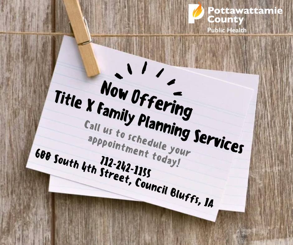 PottCoPHD's tweet image. We have big news! 😊

Pottawattamie County Public Health is now offering Family Planning Services! Call our clinic at 712-242-1155 to learn more or to schedule your appointment!
#PublicHealth
