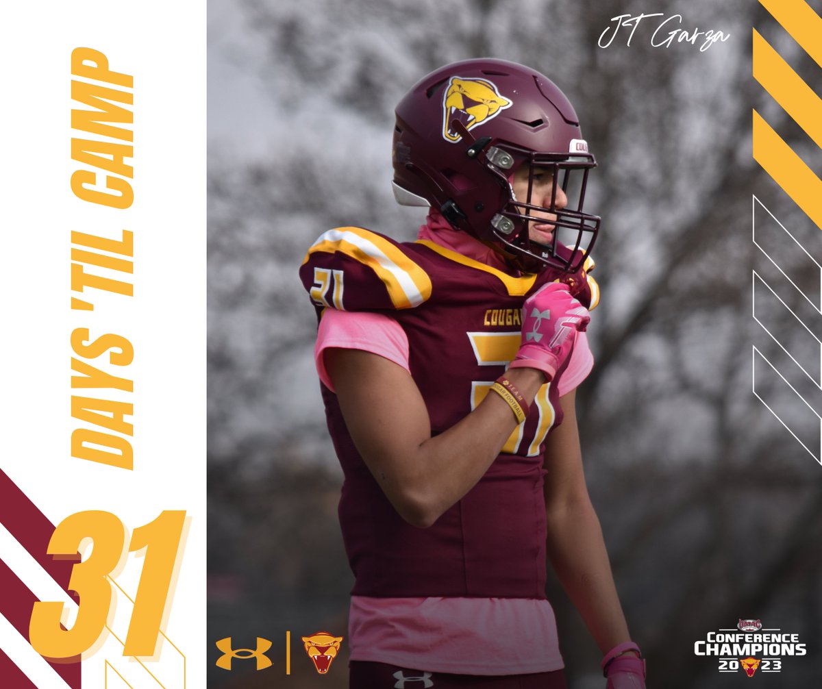 UMMFootball's tweet photo. 3️⃣1️⃣ Days until Fall Camp! ⛺️

DB JT Garza (Rupert, ID) is ready to lead the Cougar Defense secondary! 🏈 #WorkCrew⚒️

#TEAM #RollCougs🐾 https://t.co/ChKgKUjEKn