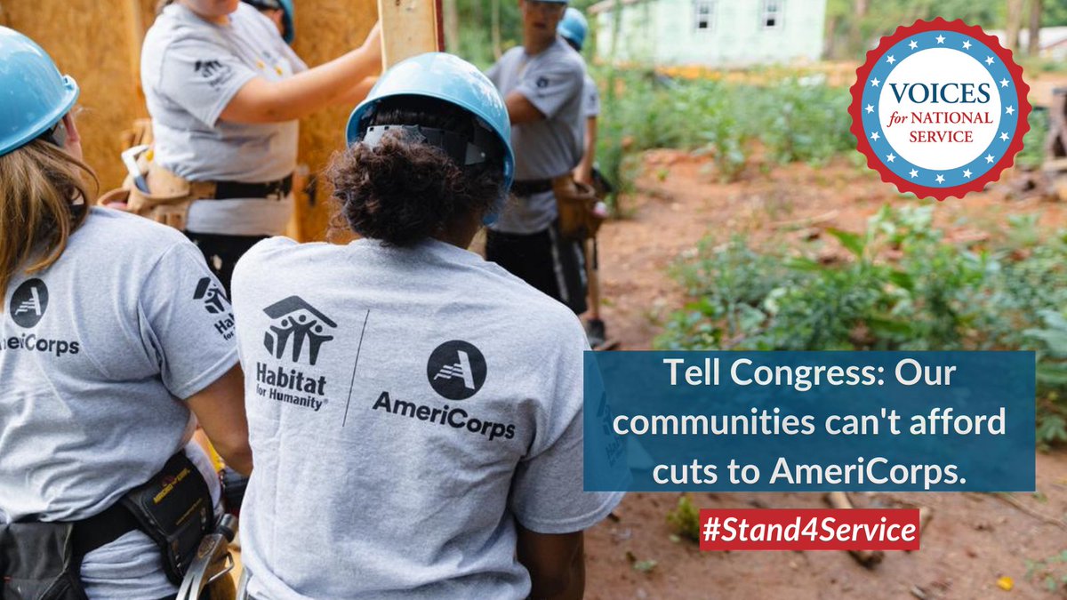Voices4Service's tweet photo. #NationalService makes a local impact in every community, but the House has proposed deep cuts to the @AmeriCorps budget, eliminating 71,000 service positions &amp; education awards. Speak out &amp; tell Congress to #Stand4Service &amp; reject cuts: https://t.co/wAraDlZ56Z #AmeriCorpsWorks https://t.co/U76DdonaYv