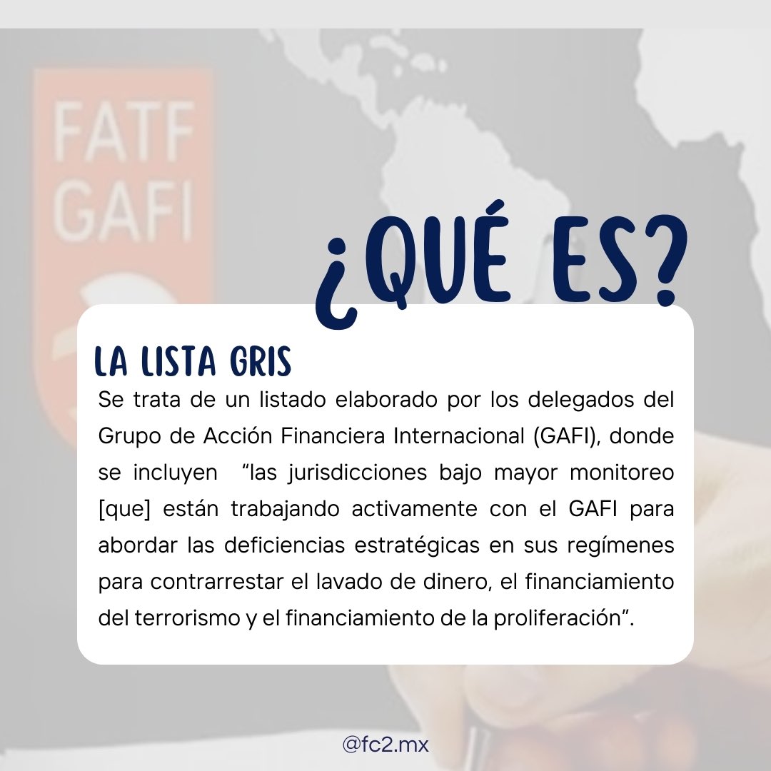 fc2cc's tweet image. 📢 Actualización de la Lista Gris del GAFI 🌍📝

Los países en la lista gris están trabajando en la implementación de medidas para mejorar sus marcos legales y regulatorios. 📊🔍

🔎 ¡Mantente informado y comparte tu opinión! 💬👇

#FC2 #GAFI #ListaGris #LD #FT #Transparencia