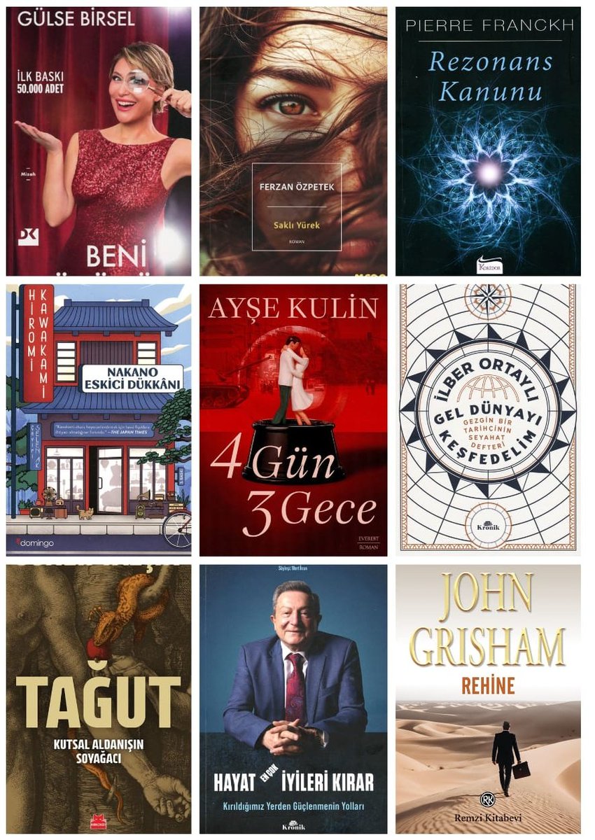 Remzi Kitabevi'nde Çok Satanlar 
24 - 30 Haziran 2024

1. Beni Gözünüzde Büyütmeyin!
<a href="/gulseyazar/">Gülse Birsel</a> 
2. Saklı Yürek
Ferzan Özpetek
3. Rezonans Kanunu
Pierre Franckh
4. Nakano Eskici Dükkânı
Hiromi Kawakami
5. 4 Gün 3 Gece
<a href="/benaysekulin/">Ayşe Kulin</a> 
6. Gel Dünyayı Keşfedelim
<a href="/ILBERORTAYLIGSU/">İlber Ortaylı</a> 
7.