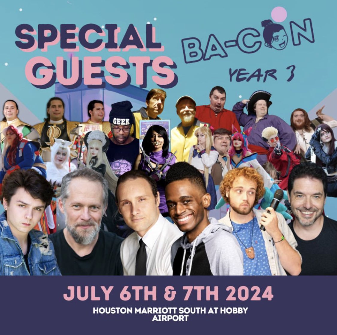 Matthew Elkins (@matthewelkins_) on Twitter photo Howdy Houston! 🤠
I’m excited to announce that I will be at <a href="/BA_CONAnimeCon/">Ba-Con & Alvin Anime Fest</a> for a second year this July 6th and 7th in Houston!
Join me, my amazing friend <a href="/DrewBreedloveVA/">Drew Breedlove</a> the voice of Bachira in Bluelock, and a slew of amazing voice actors, artists and cosplayers this Howdy Houston! 🤠
I’m excited to announce that I will be at <a href="/BA_CONAnimeCon/">Ba-Con & Alvin Anime Fest</a> for a second year this July 6th and 7th in Houston!
Join me, my amazing friend <a href="/DrewBreedloveVA/">Drew Breedlove</a> the voice of Bachira in Bluelock, and a slew of amazing voice actors, artists and cosplayers this