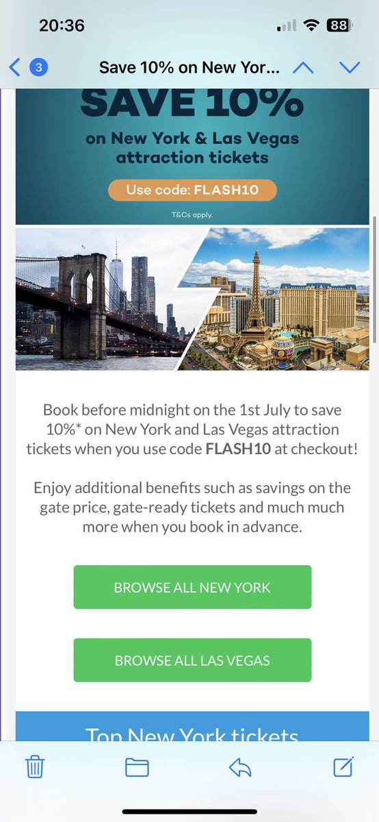 KellyHeath0502's tweet photo. @attractiontix can you tell me why the 10% discount code doesn’t work when your email states valid until midnight on 1st July 2024? https://t.co/OpIEuk1E6K