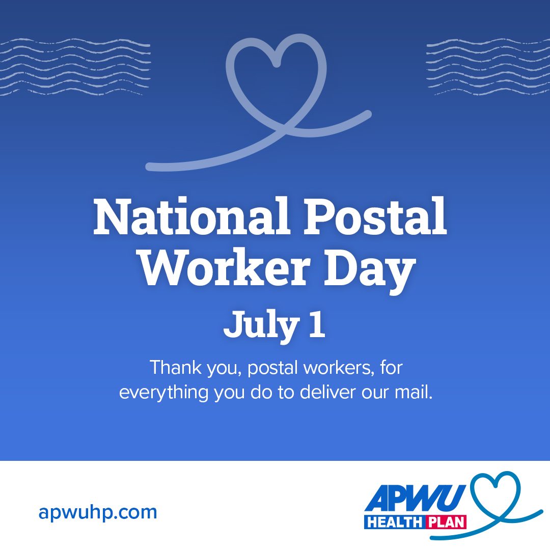 APWUHealthPlan's tweet photo. Please join us in recognizing postal workers across the nation who work diligently to deliver our mail. Take time to thank your local postal workers and let them know how much you appreciate the work they do. #NationalPostalWorkerDay

https://t.co/NSURdlw0po https://t.co/H12JFL9vHu